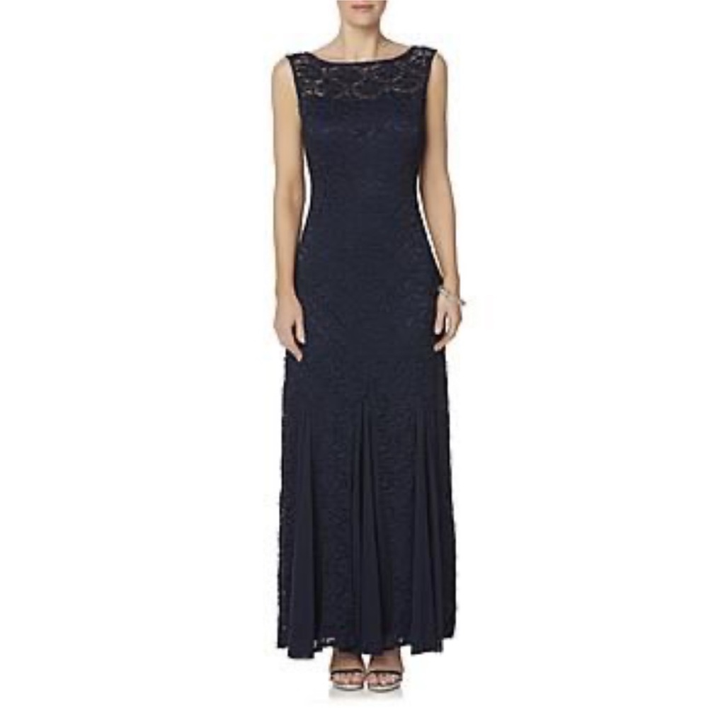 Onyx Nite Navy Lace Maxi Dress